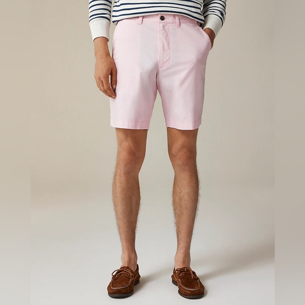 J Crew Factory shorts Mens L Bermuda Pink 9" Chino Preppy Casual Dress Everyday